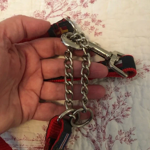 Red and Navy Blue Nautical Flag Dog Collar and Leash Set - Picture 3 of 5